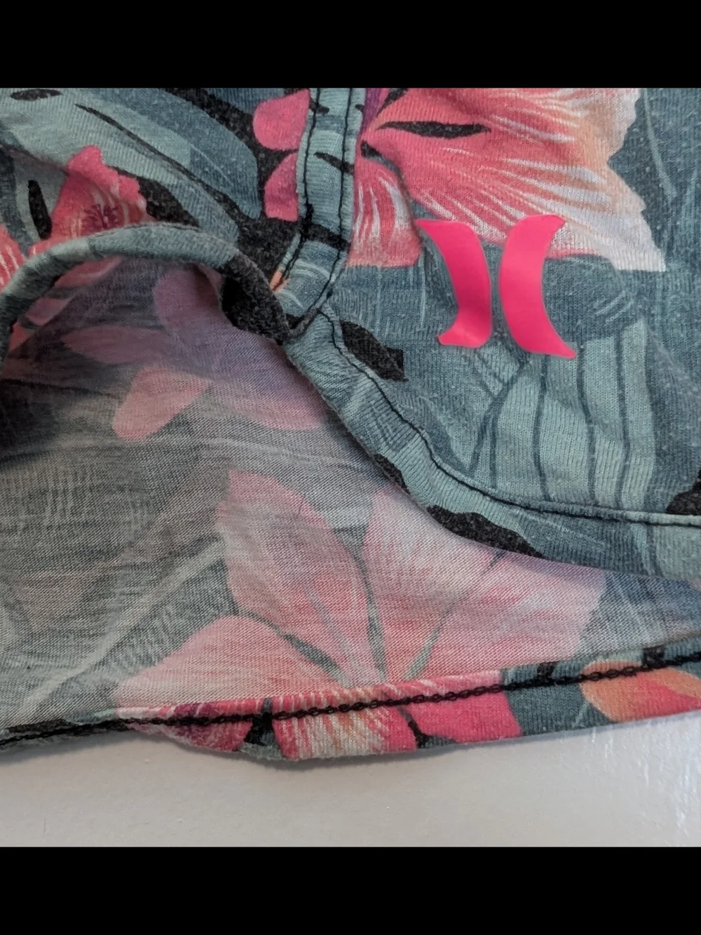 Hurley Black Shorts with Pink Tropical Floral Print